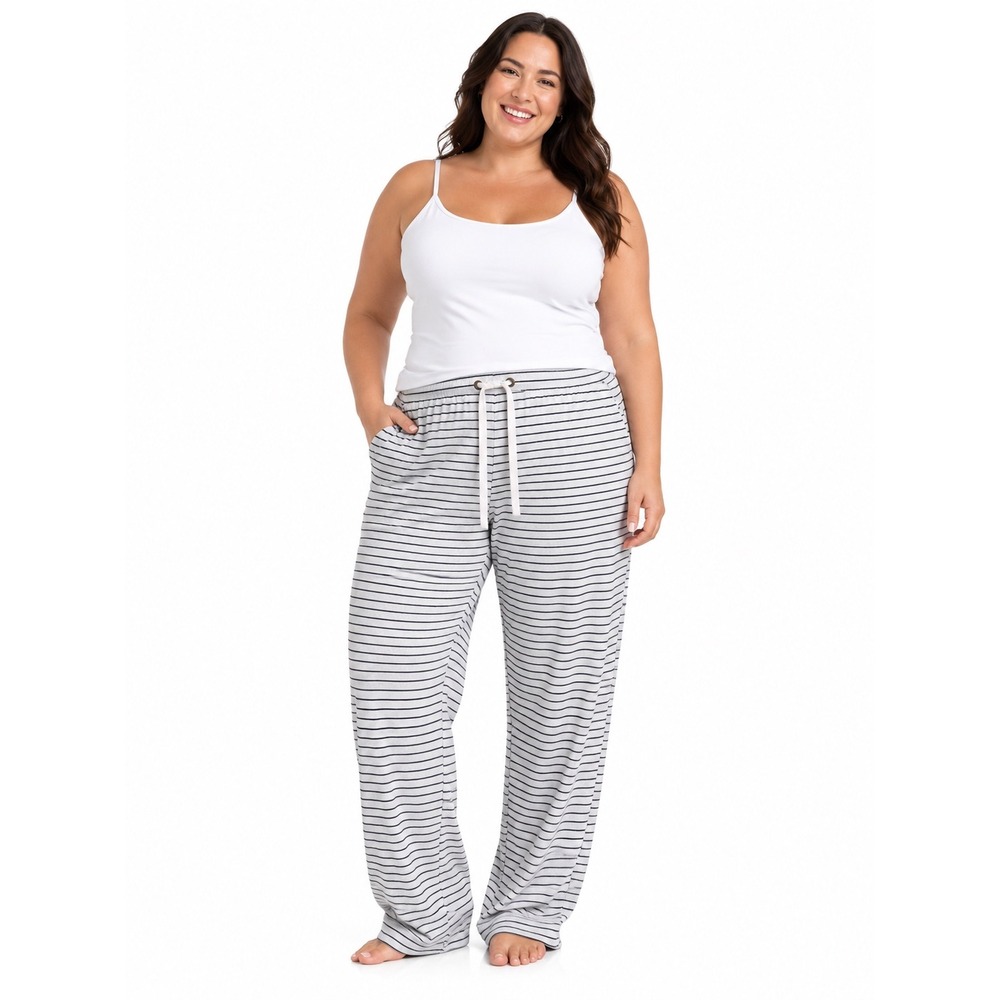 Old Navy Womens XL Striped Pajama Lounge Pants White Black French Terry Pocket